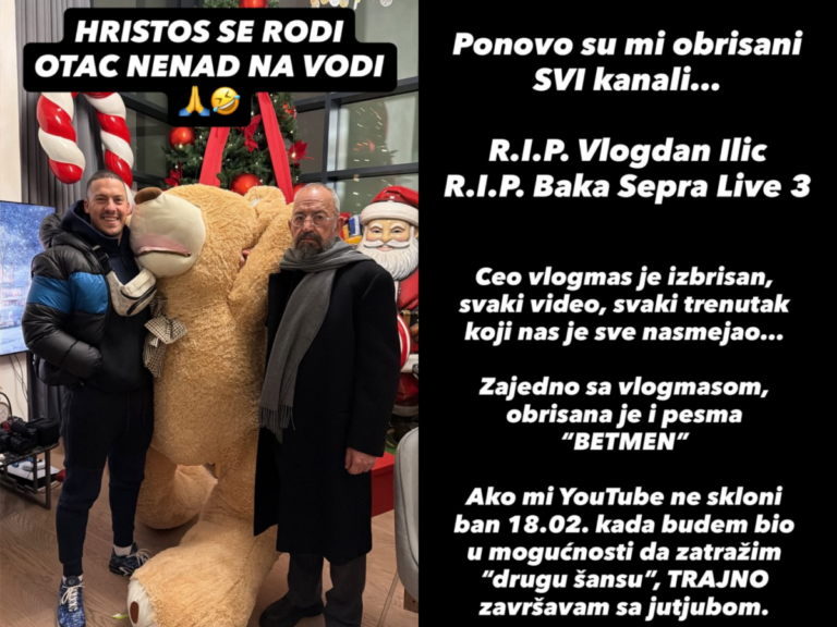 Na Božić 2026. godine Baka Prase ponovo ugašen na YouTubeu: „Ako ne vrate kanale, zauvijek napuštam platformu“