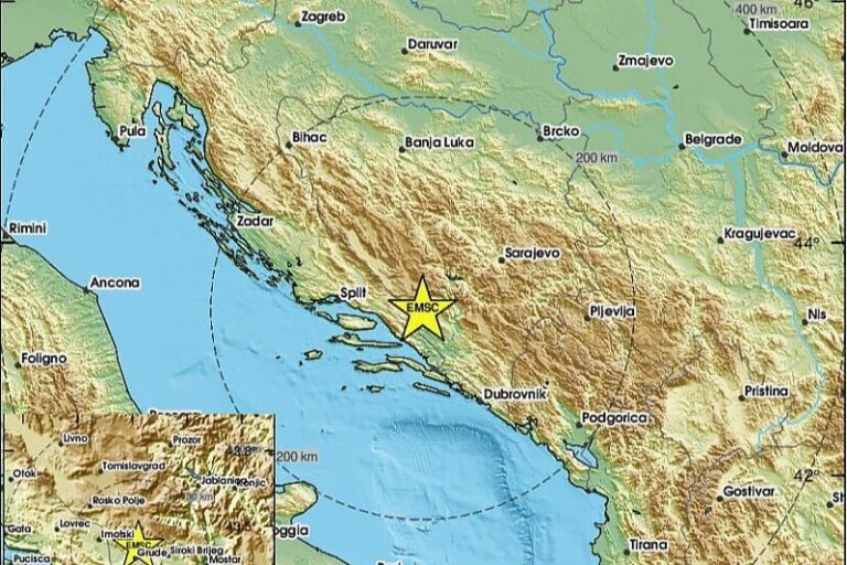 Dva zemljotresa pogodila Hercegovinu u razmaku od šest minuta