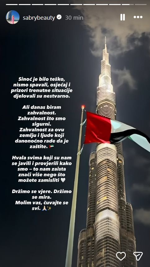 Emotivno oglašavanje Sabrine Tubić iz Dubaija: Sinoć je bilo teško, nismo spavali