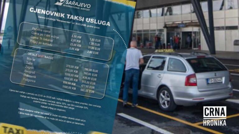 Objavljene nove taxi tarife iz Sarajeva: “Od aerodroma do Zagreba 1.350 KM”
